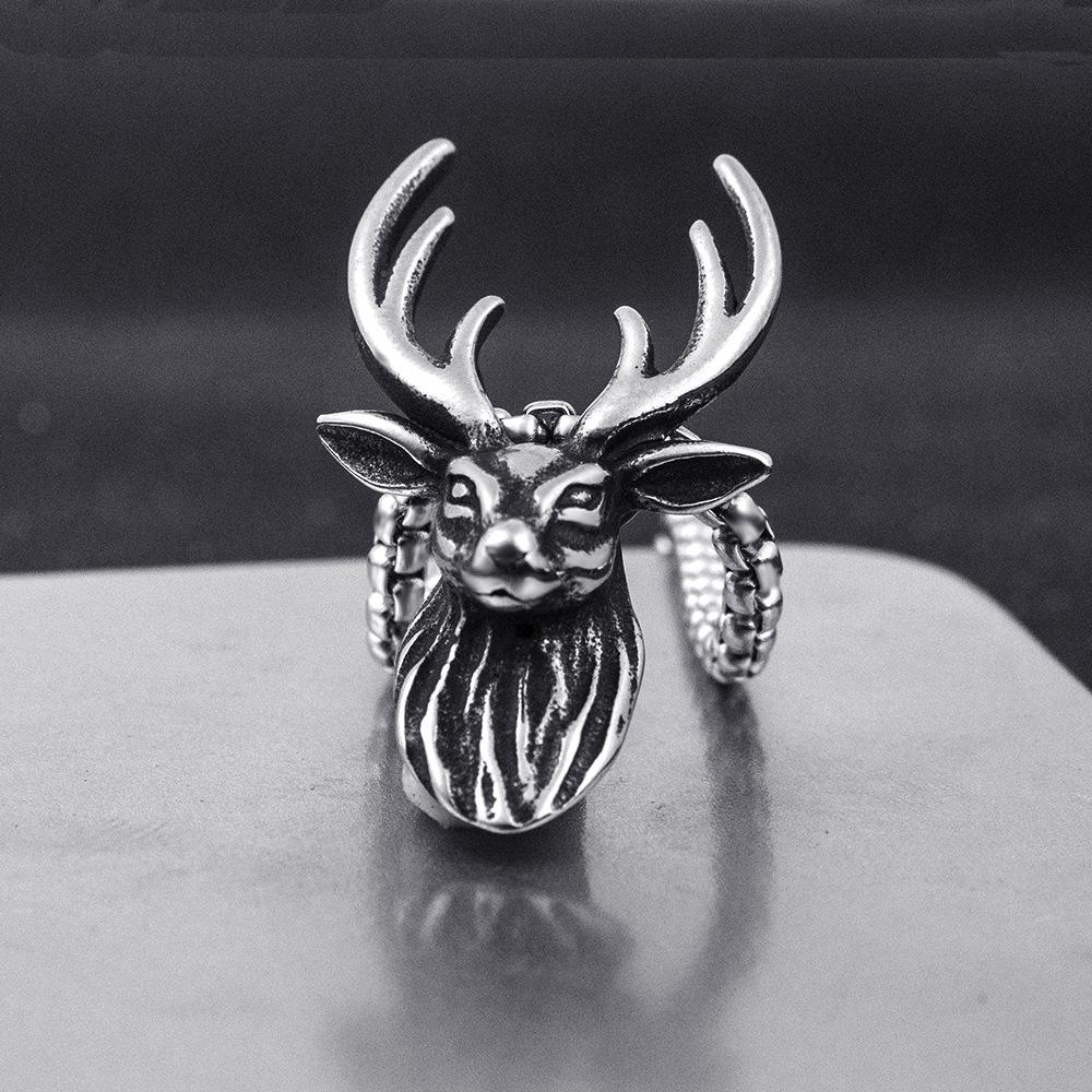 European and American Retro Hunting Honor Deer Head Titanium Steel Pendant Jewelry Pendant 60CM
