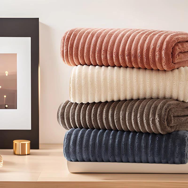 Adult Coral Fleece Plaid Bath Towel - Absorbent, New Style for Face and Body 35*75 Towel