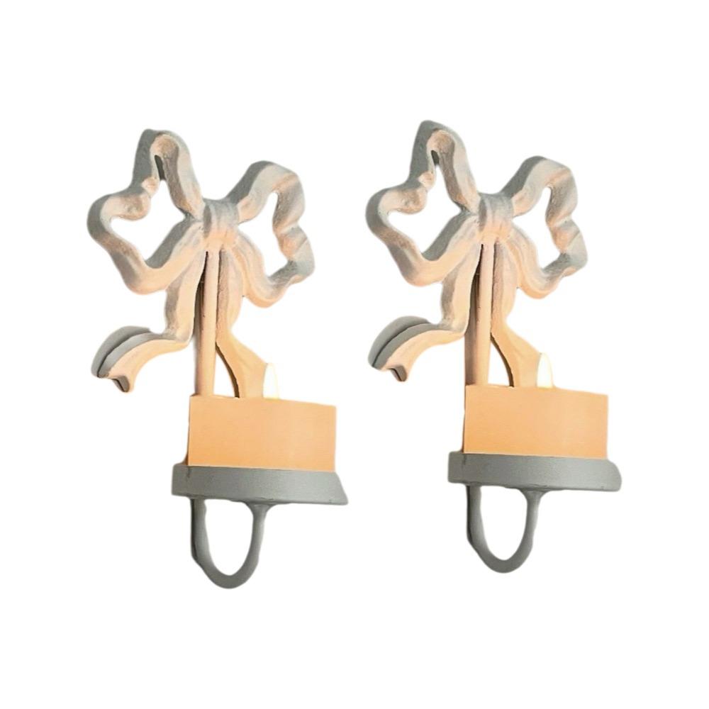 

2PCS Exquisite Bow Candle Holder Gold Wall Mounted Candlestick Vintage Bow Candlestick Bedroom