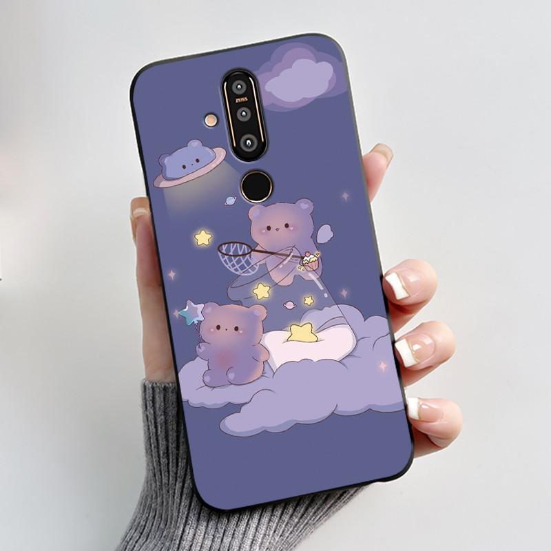 Casing For Nokia 8.1 Plus / Nokia 7.1 Phone Case Aesthetic Fashion Cute Cat Black Matte Soft TPU Silicone Shockproof Back Cover