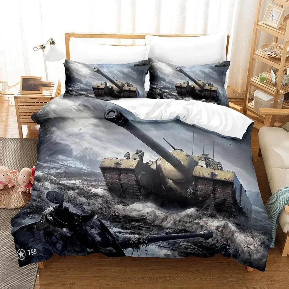 3D Printed World of Tanks Bedding Set Duvet Cover Sheet Printed Bed Set Pillowcase Bed Full Queen King Size Comforter Bedroom