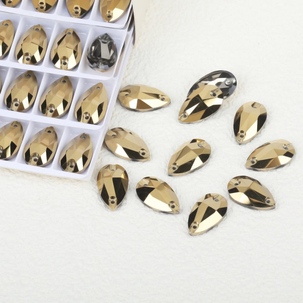 K9 Weichen Glass Boutique Hand-Sewn Drill Flat Bottom Double Hole Water Drop Flat Buckle Ab Special-Shaped Colored Diamond Diy/Double Hole Gem Drill
