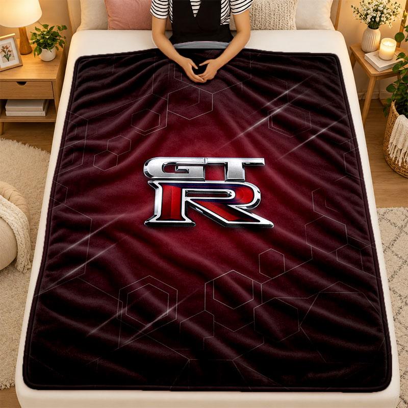 Flannel BlanketNissan GT-R Warm Soft Throw Blanket for Indoor Sofa Bed Living Room Use
