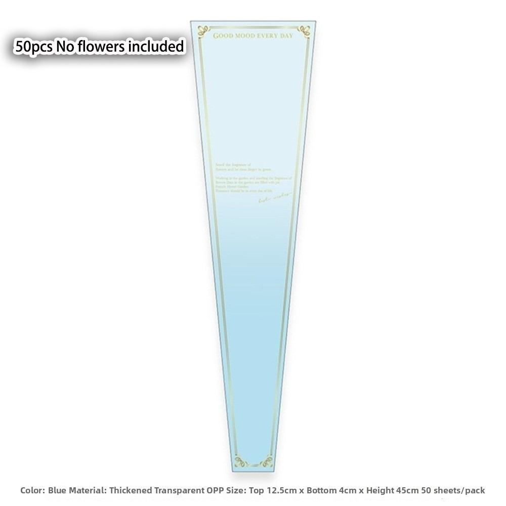 

50pcs DIY Single Rose Sleeves Transparent Bouquet Packaging Sleeve Anniversary синій