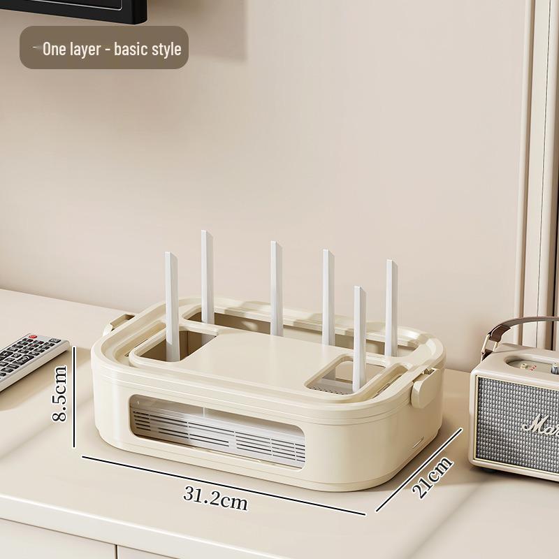 Golden Cat WiFi Router Storage Box and TV Set-Top Shelf with Wire Organizer