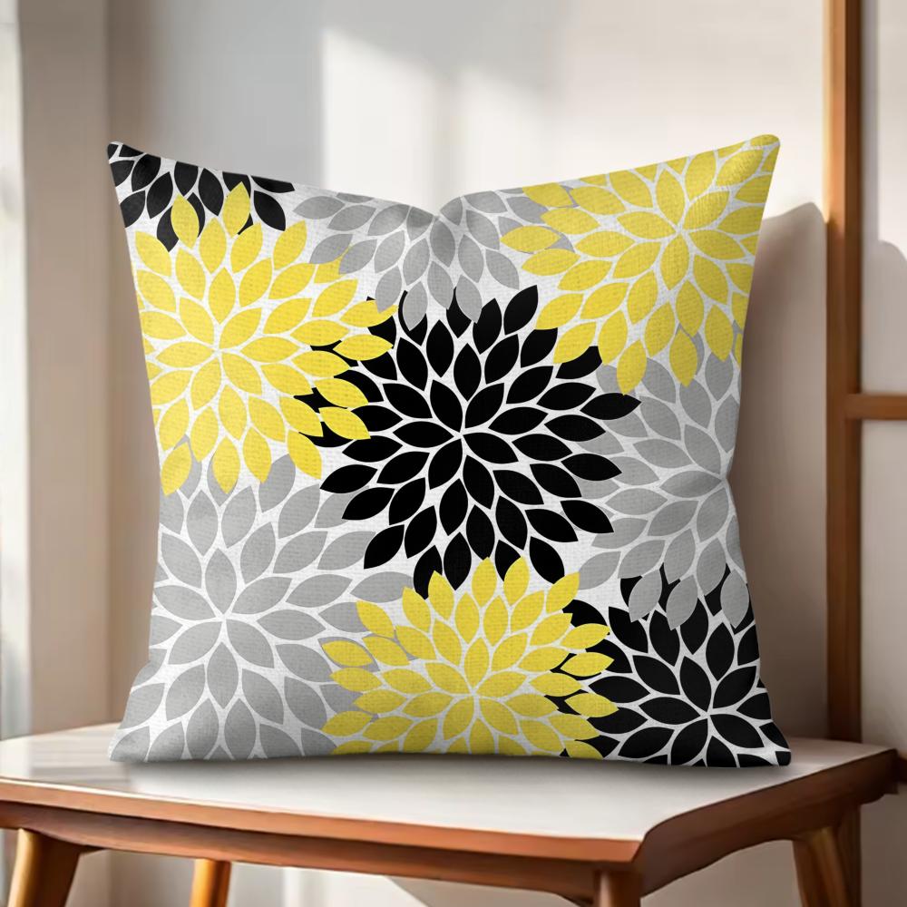 

Dahlia Flower Pattern Cushion Cover Natural Linen Organic Fabric DoubleSided Printing Couch Pillow Covers Home Decor 30x30cm