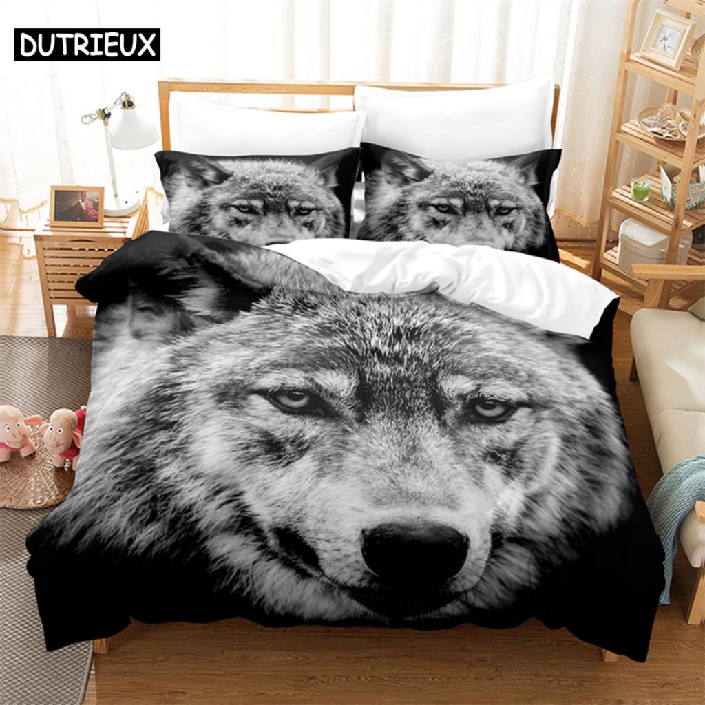 3D Digital Printing Fashion Design Ferocious Animals Beding Set, Quen Sized Dimensions Soft with Soft Fabric Duvet Cover Set