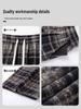 Women's Plaid Velvet-Lined Wide-Leg Pants - Autumn/Winter 2025 Retro Style