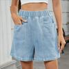 Washed Elastic Waist Denim Casual Shorts Tide