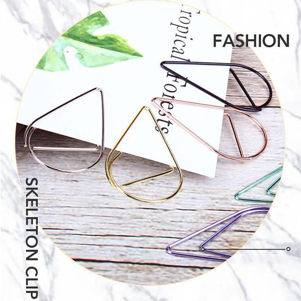 100 stykker metallmateriale dråpeform papirklips Gull Sølvfarge Kawaii Cute Bookmark Clip Skrivesaker Kontor Skolerekvisita