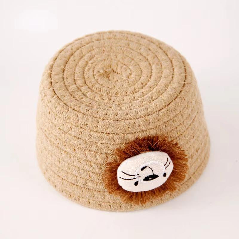 1Pcs Foldable Cartoon Animals Hand Woven Cotton Rope Storage Basket Kids Toys Desktop Organizer Sundries Storage Box 16x9CM