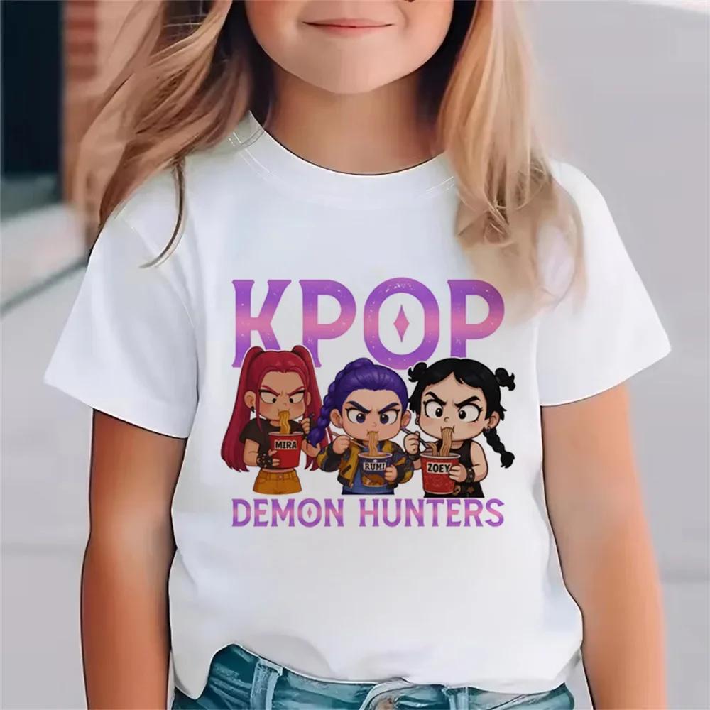 Fashion Korean Movie Children T-shirt KPop Demon Hunters Funny Gift Fans Tshirt Kid Clothes Cool Girls Tee Top