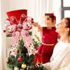 1 adet Klasik Noel Ağacı Tepesi Şapkası Şeker Kamışı Fiyonklu Kurdele Dekorasyonu Tatil Ağacı veya Masa Üstü Dekoru için