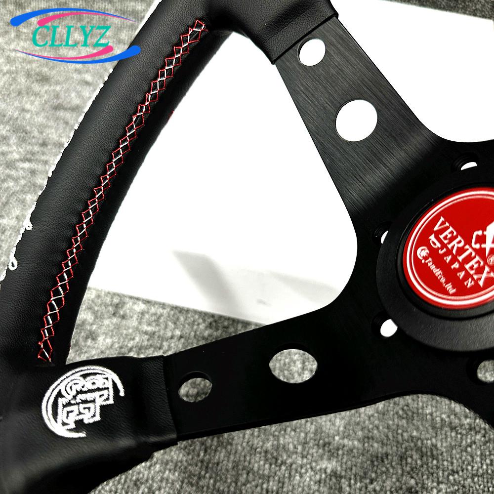 12.5inch 320mm Racing Drift Steering Wheel Real Leather Deep Dish VERTEX Sim Embroidery JDM Car Accessories