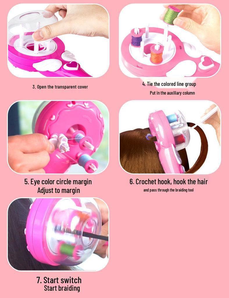 Role-Playing Braiding and Rhinestone Hair Machine Toy for Kids