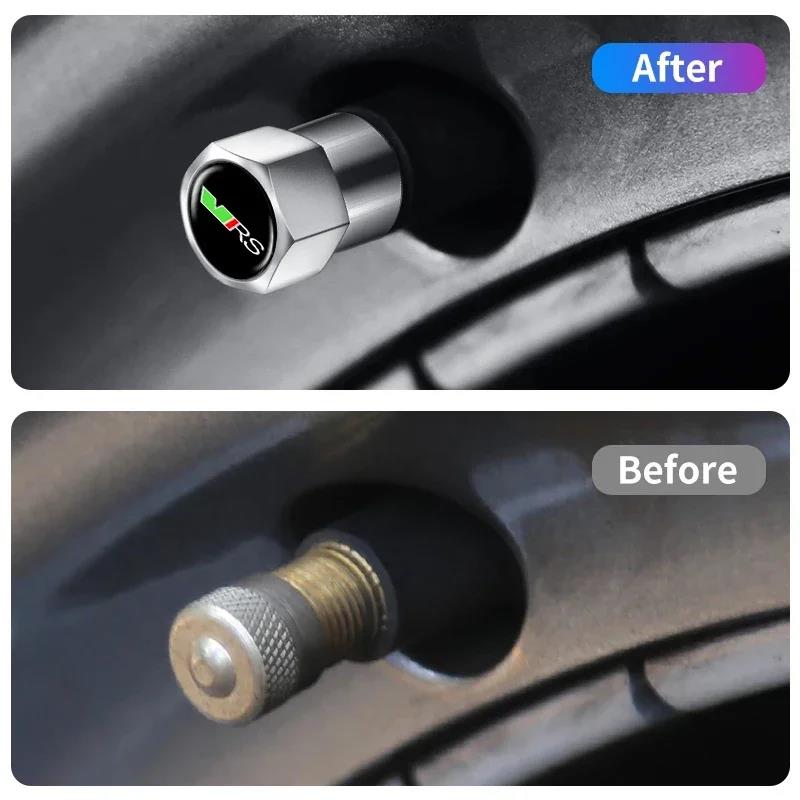 4pcs Car Tire Wheel Stem Air Valve Caps Covers For Skoda VRS Octavia A7 Fabia Rapid Yeti Kodiaq Superb Accessories Stem Caps1