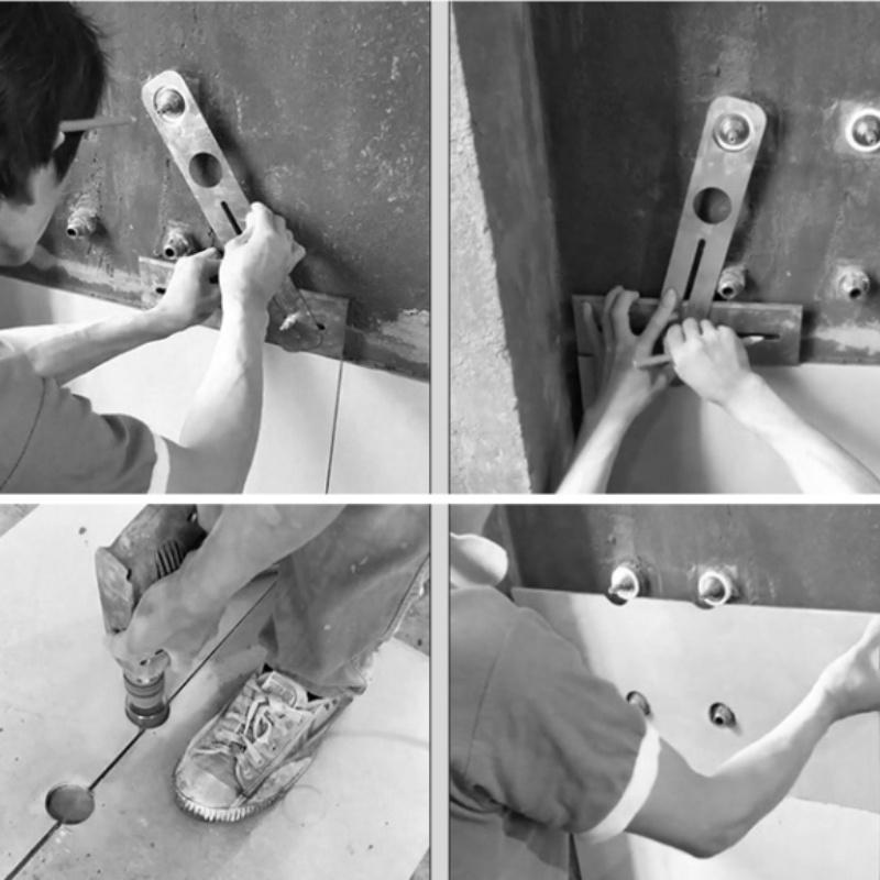 1 bucă riglă de localizare a găurilor pentru plăci ceramice, instrument de mână reglabil pentru perforare, pentru lucrări decorate în casă, riglă multifuncțională