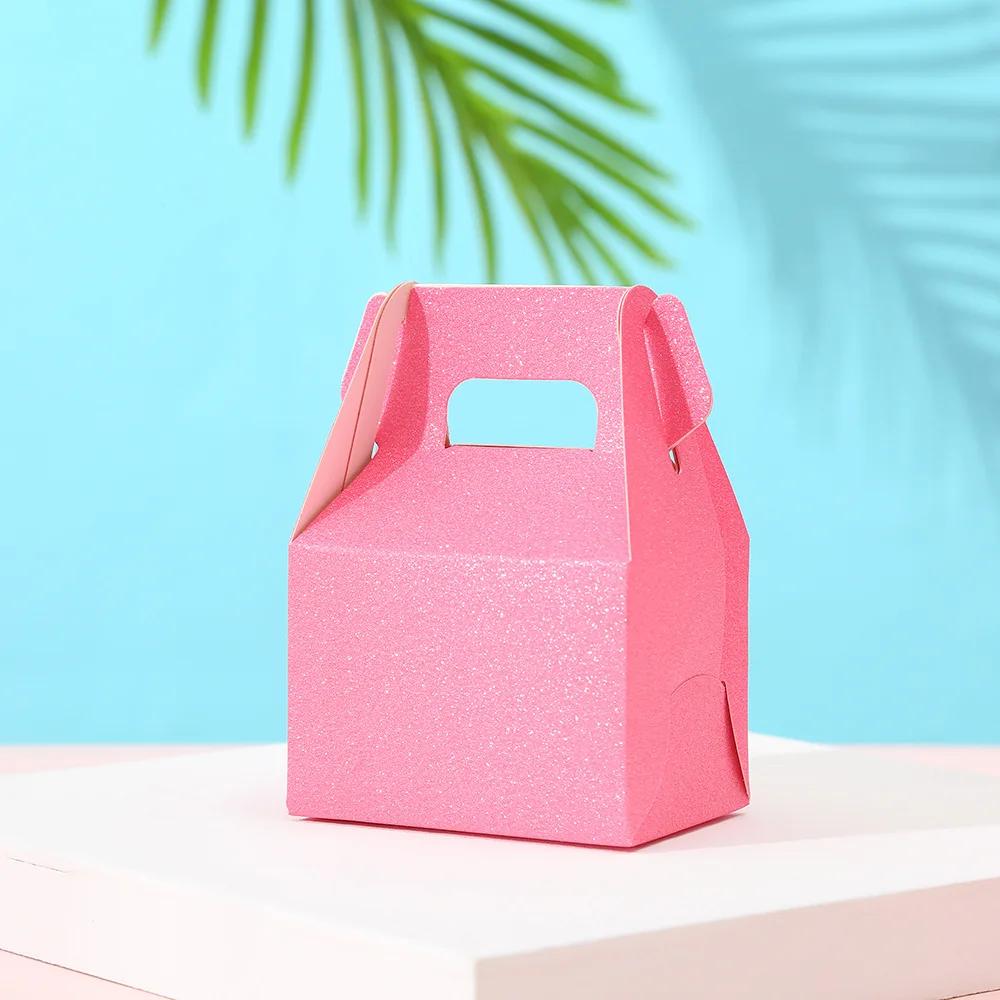 6pcs Festival Party Cake Box Candy Box Handheld Gold Card Box Creative Wedding Candy Box Horn Paper Box Candy Cake Packaging