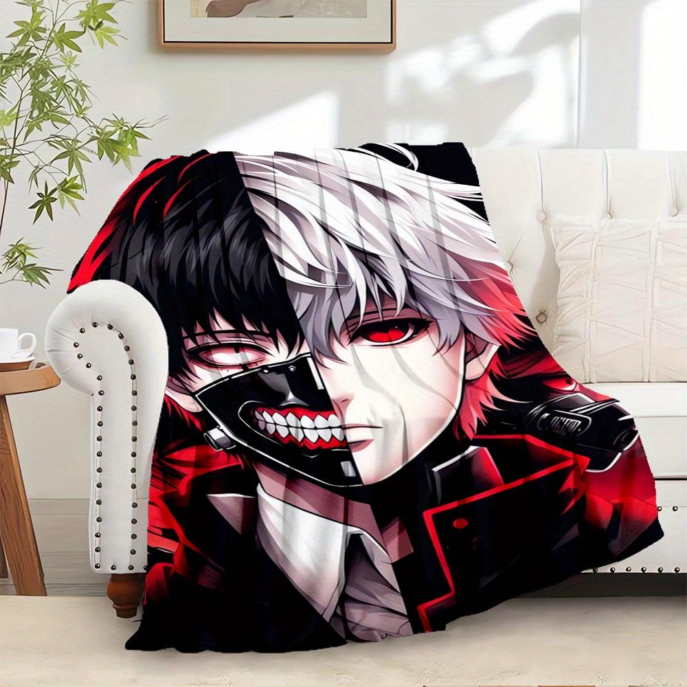 Для Tokyo Ghoul, Канеки Кена, Маскированного Кена - Фланелевое одеяло в тематике, Стиль Glam, Цифровая печать, Комфорт на все сезоны, Износостойкое, Вязаное мастерство 100x150cm