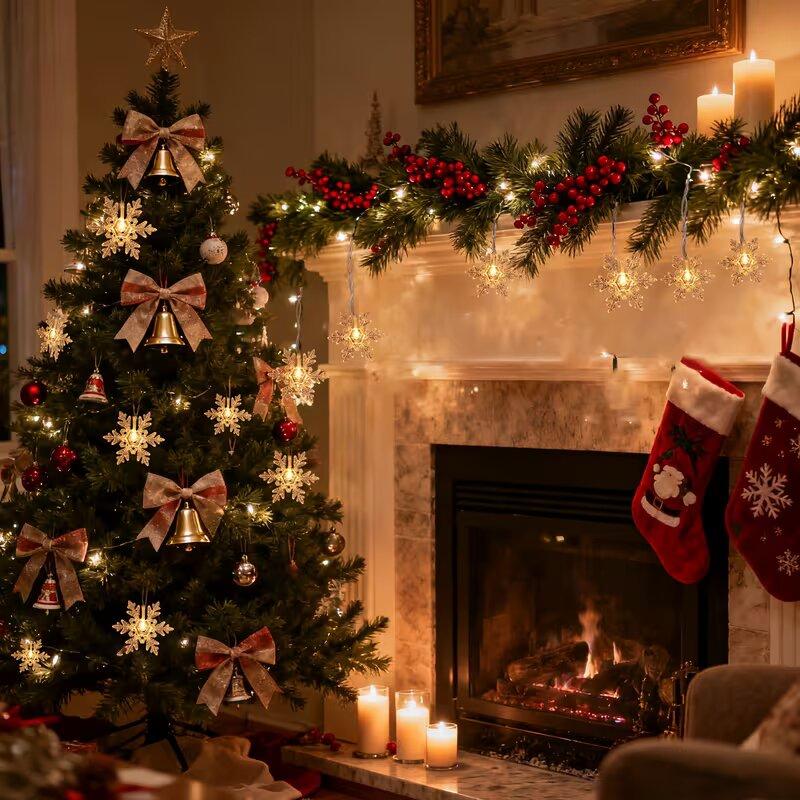 Xiaomi Christmas Snowflake LED String Lights Battery Operated Fairy Lights Xmas Tree Wedding Party Garland Holiday Decoration Lighting