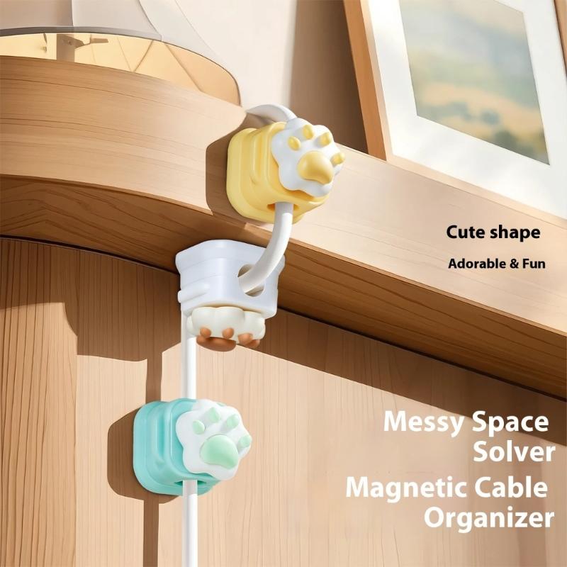 10PCS Cats Paws Magnetic Cable Clip For Desk Organization With Strong ABS Material And Secure Hold