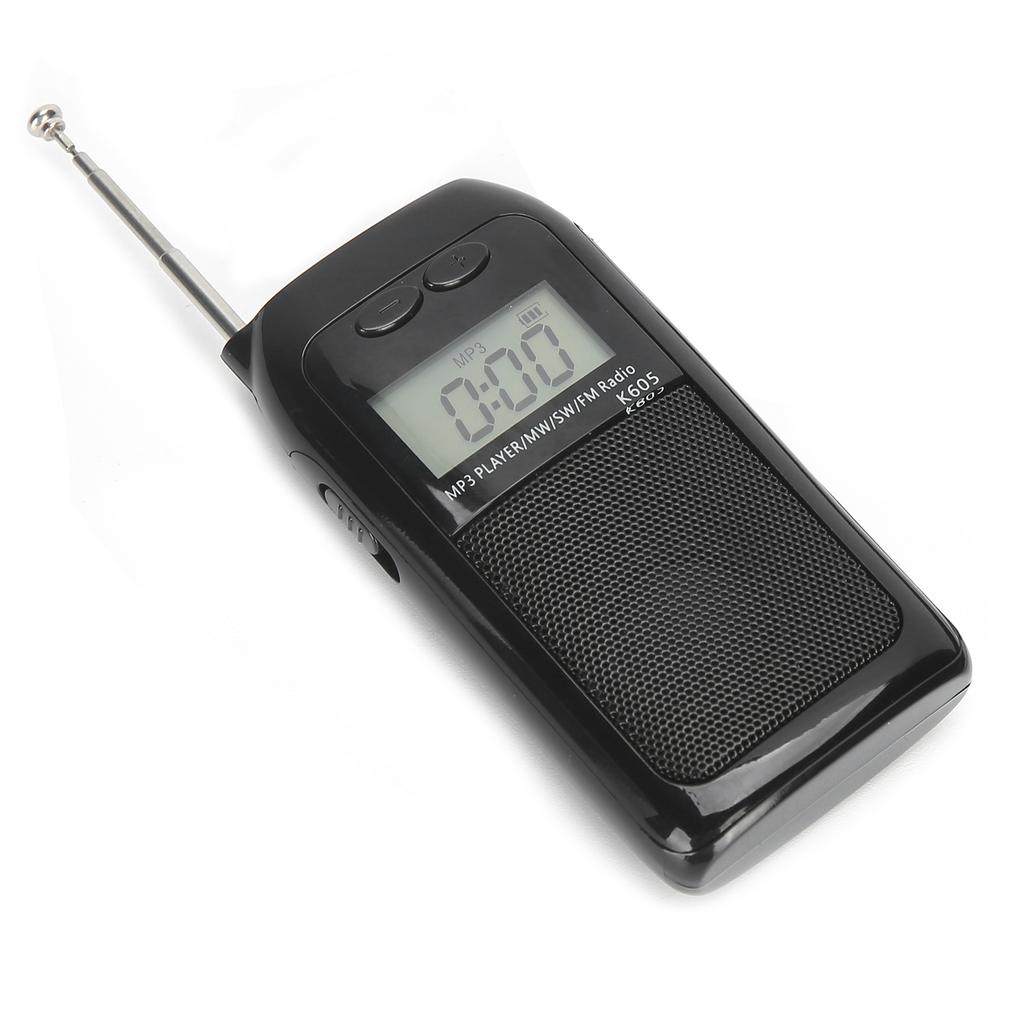 K‑605 Mini MP3 Player FM/SW/MW Digital Tuning Radio Receiver LCD Display with Earphones