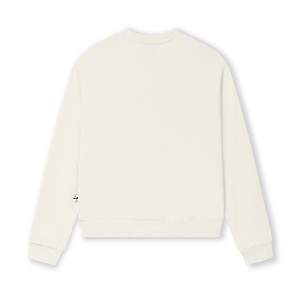 Fila Heritage Panda Embroidery Trendy Fashion Casual Versatile Crewneck Pullover Sweatshirt Women Sweatshirt Steam-White F51W538201FIV