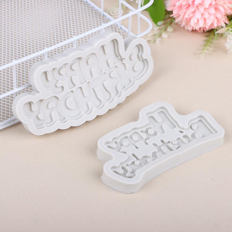 1Pc Silicone 3D Happy Birthday Mold DIY Ice Jelly Chocolate Mould English Letter Mold Bake Birthday Cake Decor Tool Mould