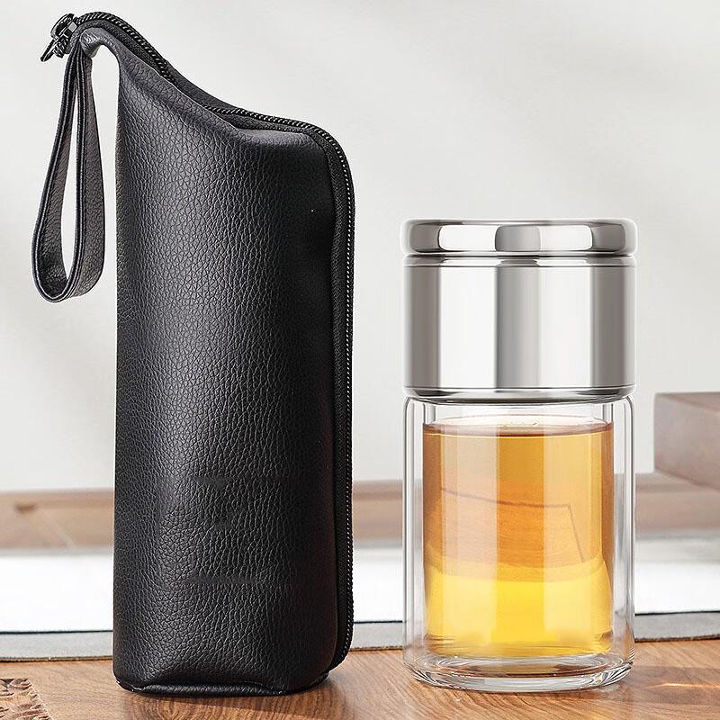 TLAKEHO Portable Double-Layer Glass Tea Infuser