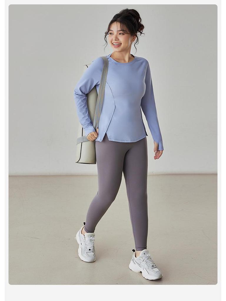 Women's Plus Size Long Sleeve Quick-Dry Yoga Top