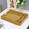 Food Plate Handwoven Plastic Rattan Storage Tray Round Shape Fruit Vegetable Cake Imitation Wicker Rattan Threads Basket