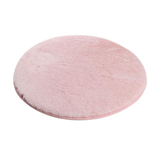 

Плюшевый ковер для питомца из искусственного кролика, однотонный круглый коврик для пола, пушистый лохматый ковер, ковер для гостиной, ковер для дивана 40x40cm розовый