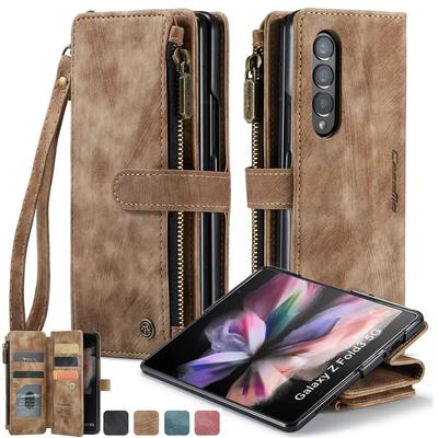 CaseMe Flip Leather Phone Case For Samsung Galaxy Z Fold 7 6 5 4 3 5G Z Fold 7 Z Fold 6 Z Fold 5 Z Fold 4 Z Fold 3 Zipper Wallet Card Back Cover Coque