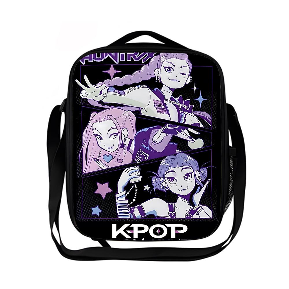 Borsa termica per il pranzo del gruppo di caccia alle streghe Kpop borsa a tracolla per ragazzo scuola elementare borsa a tracolla con cartoni animati borsa da picnic portatile KTB