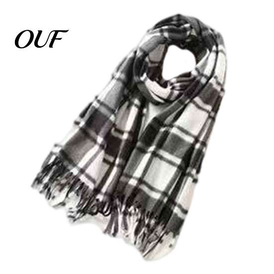 Cashmere Feel Warm Neck Scarf Classic Plaid for Women, Soft Cashmere-like Winter Shawl British Style Tartan with Tassels, Large Wrap Coats Sweaters
