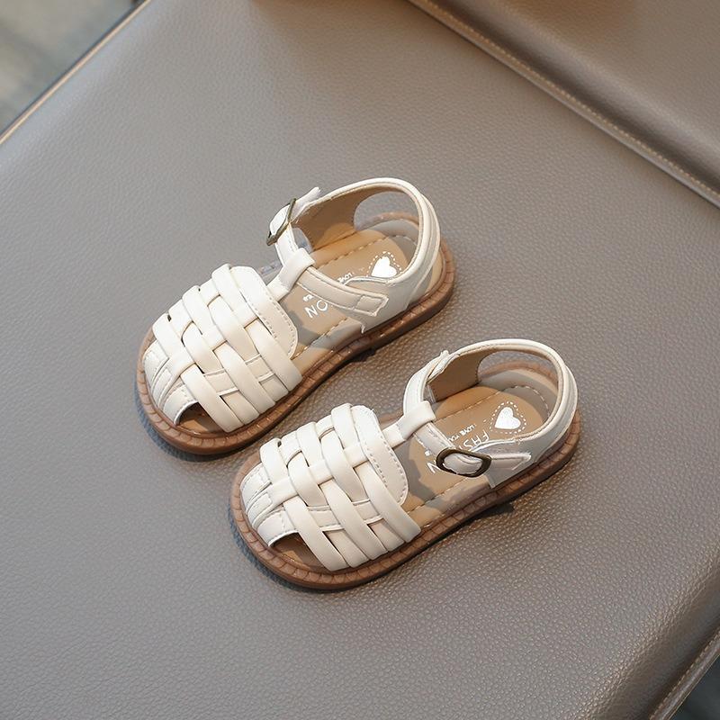 New Summer Closed-toe Sandals for Girls, Soft Comfy Anti-slip Kids Beach Shoes