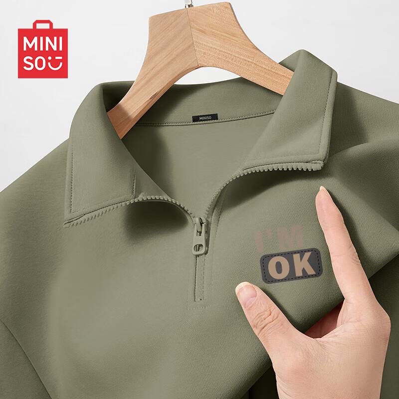 

MINISO Men s Heavyweight Stand Collar Half-Zip Sweatshirt L