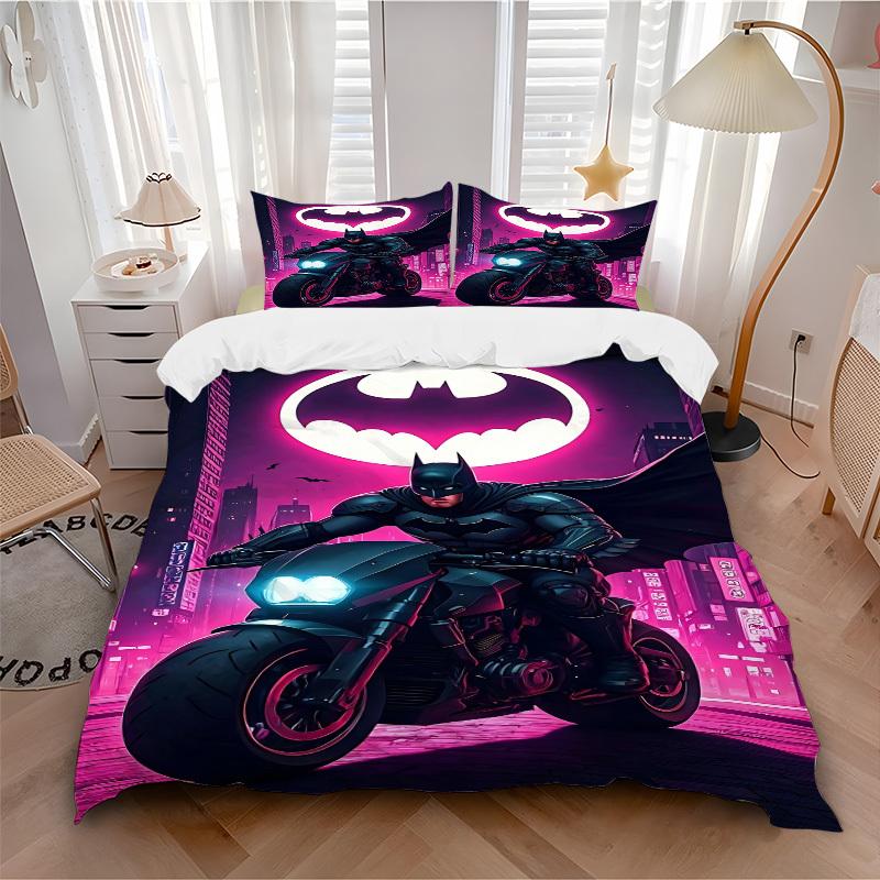 

3pcs Batman Bedding Set, Soft Polyester Duvet Cover and Pillowcases Machine Washable Seasons all suitable & Guest Room Decor238 135x200cm