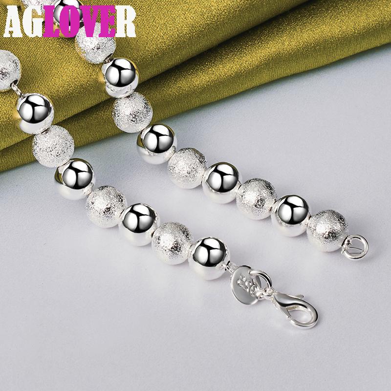 925 Sterling Silver 8mm Bead Ball Chain Matte Smooth Necklace Jewelry