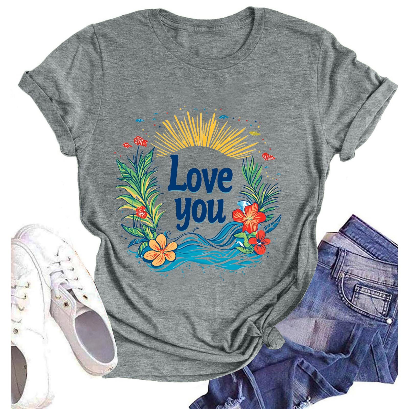 

Футболки з короткими рукавами для жінок Модні топи Легкий м’який повсякденний літній одяг Одяг L