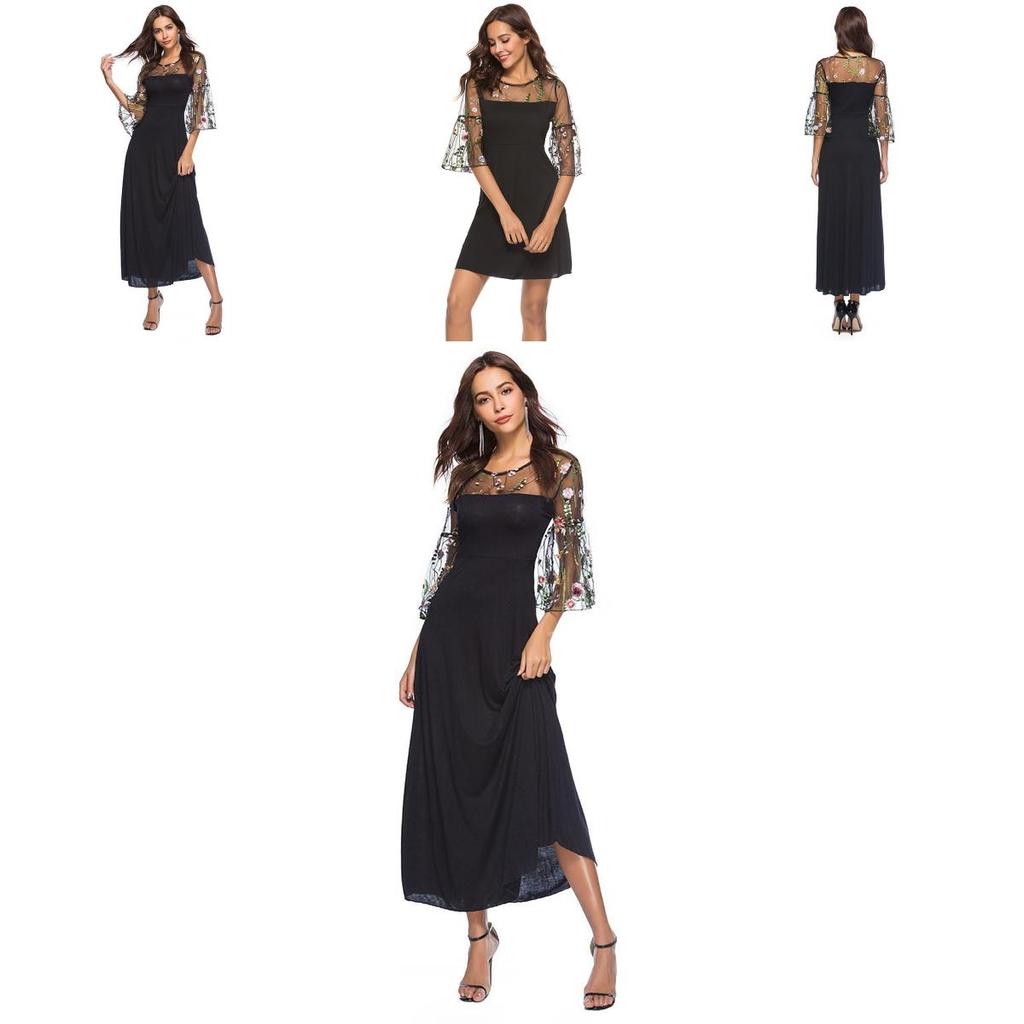 Elegant Fashion Women Chimmo Bodycon Dress With Embroidered Floral Design