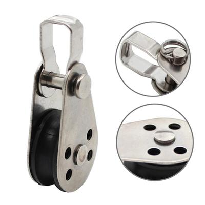4Pcs 304 Stainless Steel 25mm Single Pulley Block, Wire Rope Hangings Wire Towing Wheel Block Rope Runner