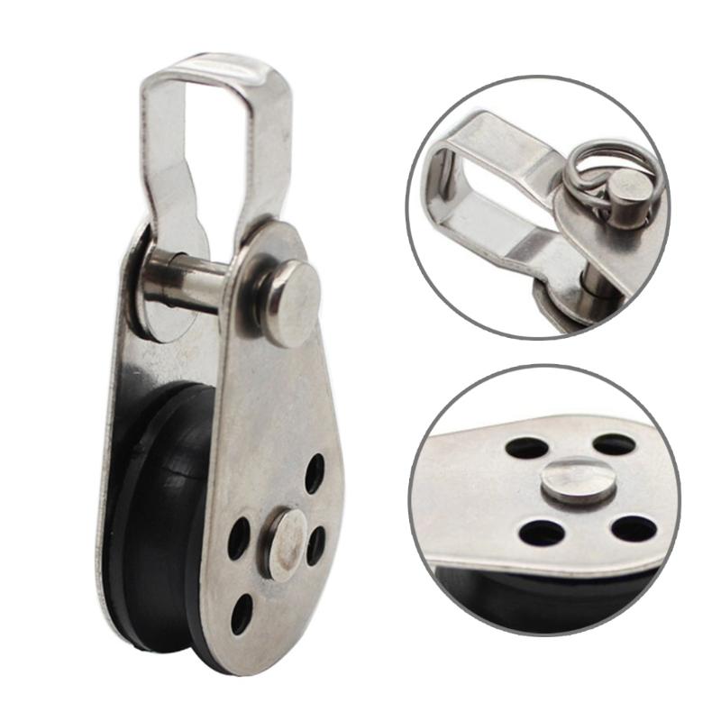 25mm Lifting Single Pulley Roller,304 Stainless Steel Single Wheel Pulley Lifting Rope Pulley Block for Kayaks