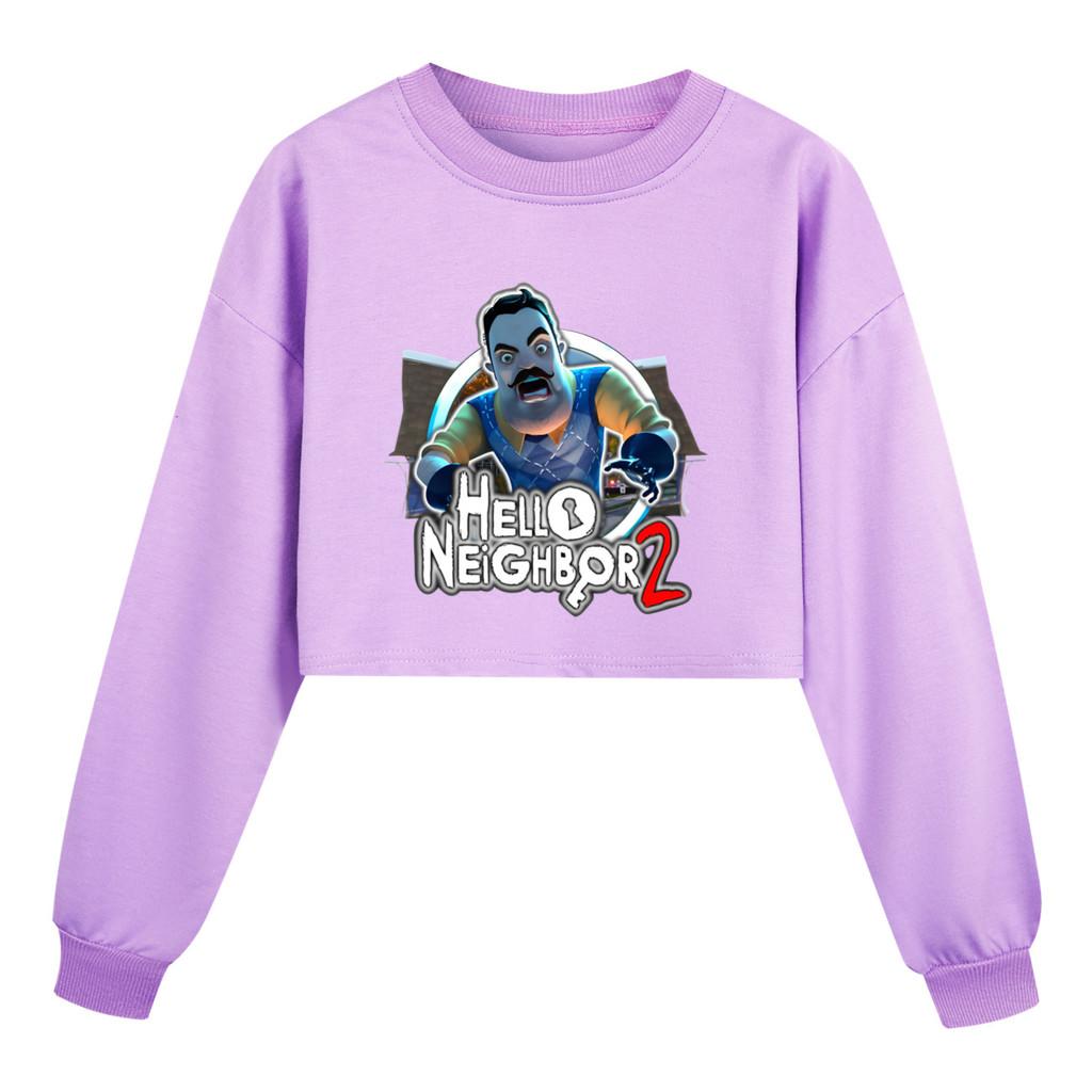 4262 Kids Girls HELLO NEIGHBOR Printed Cotton Long Sleeves Sweatshirt 110cm