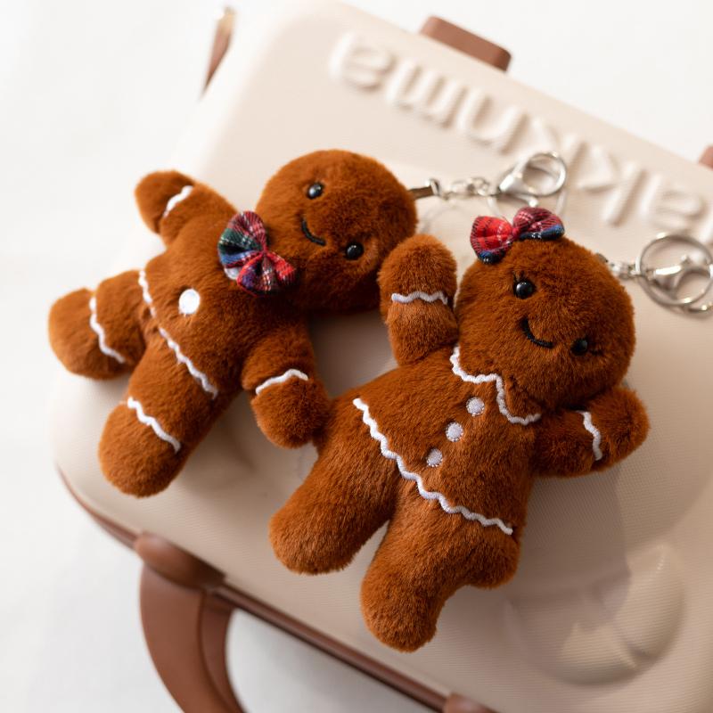 New Christmas Gingerbread Man Plush Toy Gingerbread House Key Bag Pendant Pillow Boys Girls Soft Toys Christmas Gift Party decor
