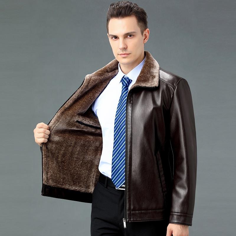 Giacca in vera pelle per abbigliamento autunnale e invernale da uomo Giacca in pelle di pecora da uomo felpata e ispessita