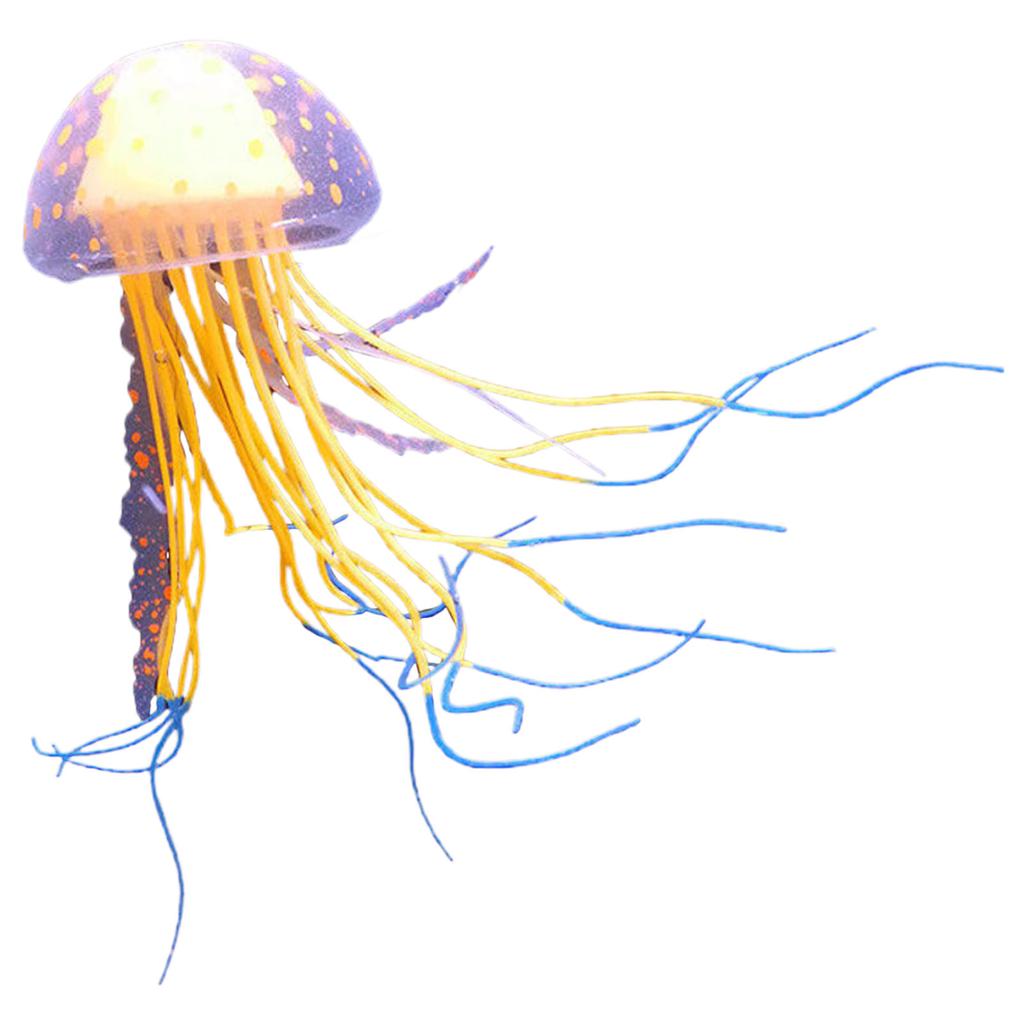 Silicone Jellyfish Ornament Decoration for Aquarium Fish Tanks 2.4x5 Inches Artificial Bright Color Moving Jellyfish