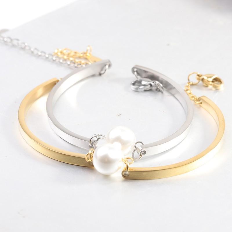 Stainless Steel Bracelet With Smooth 3mm Sea Shell Bead Minimalist Design Women Fashion OL Jewelry