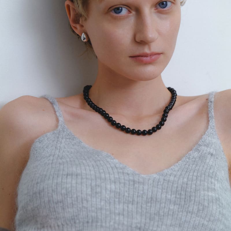 leeENoir Wave Toggle Onyx Necklace (6mm/8mm)