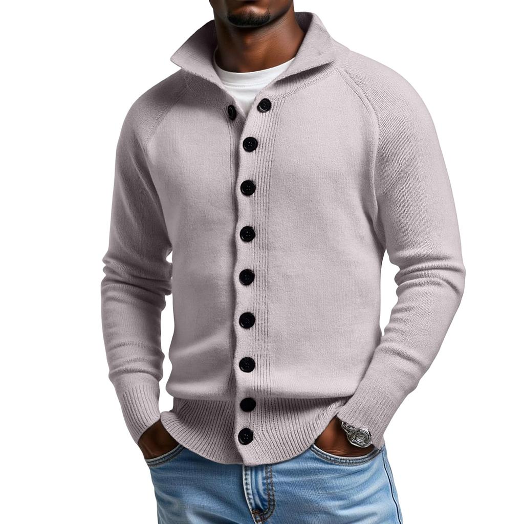 Men's Standing Collar Self-Cultivation Leisure Cardigan Knitting Sweater Coat